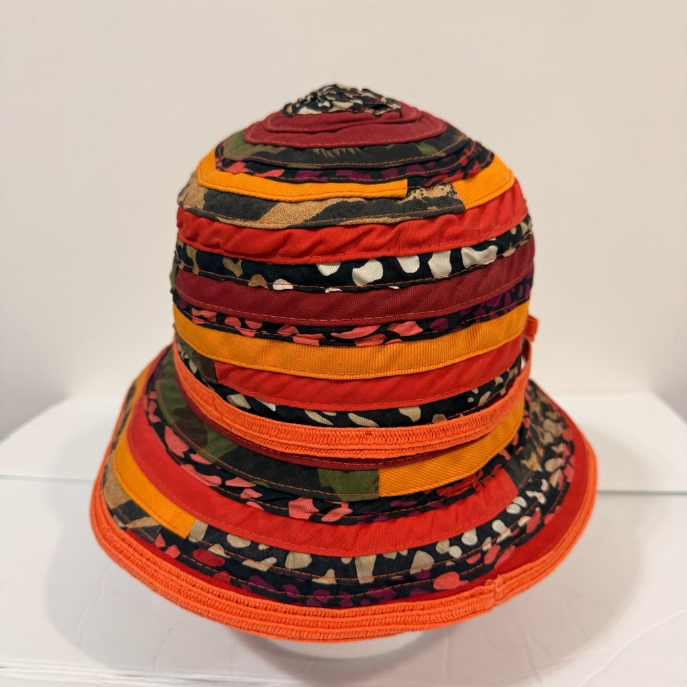 Daniele Meucci Striped Patchwork Earthy Vibrant Tones Summer Artsy Bucket Hat